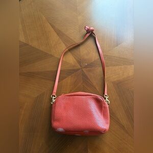 Perforated Coral Crossbody Bag with Adjustable Strap